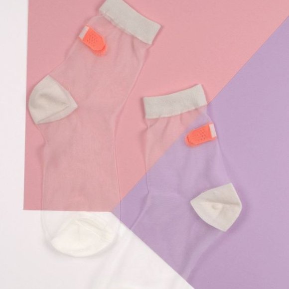 NWT Okie Dokie Sheer Socks with Bandage on Heel - Womens Trendy Mesh Socks - Picture 4 of 6